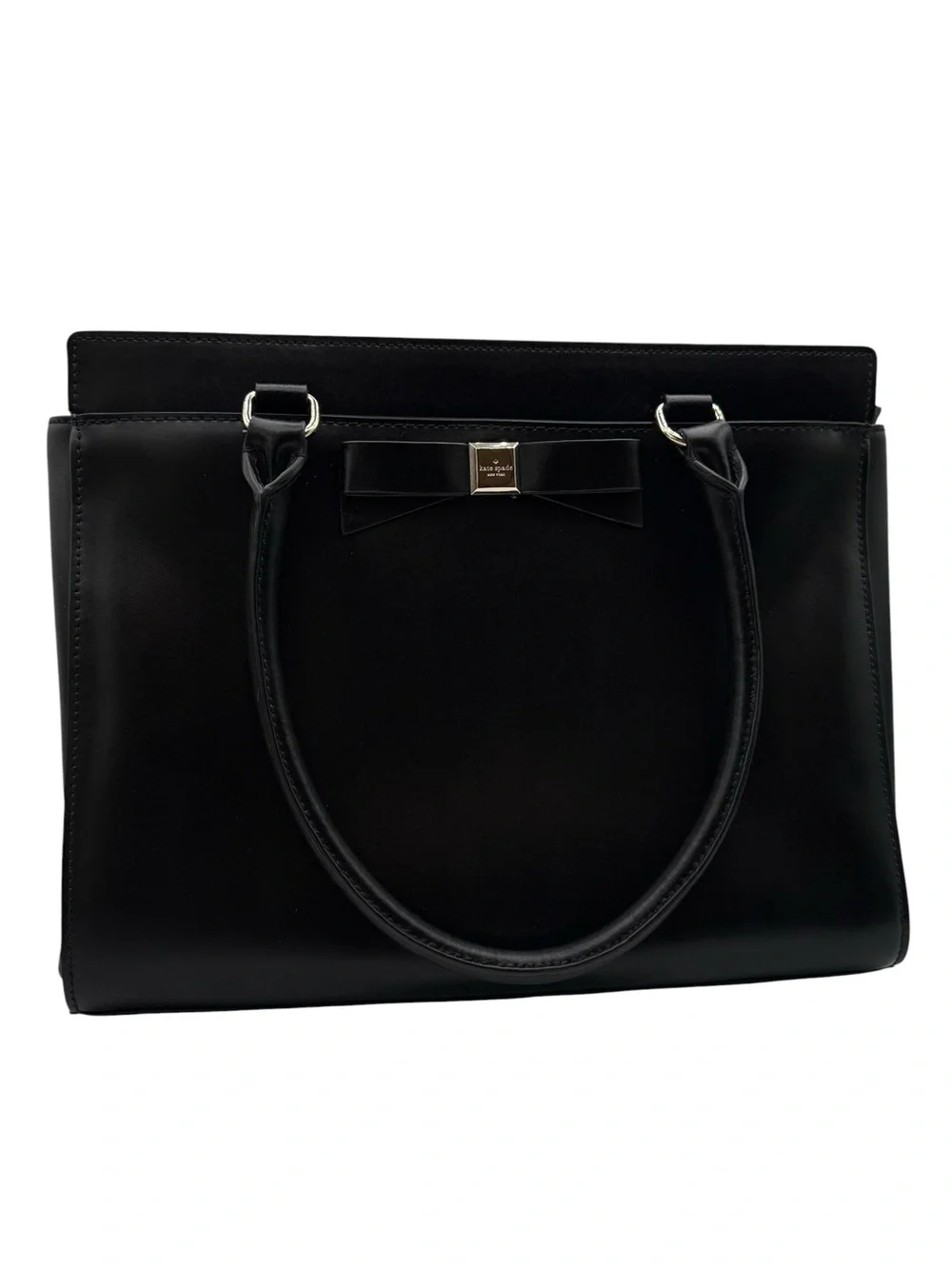 Kate Spade Montford Park Jovie Black Leather Satchel with Bow Accent